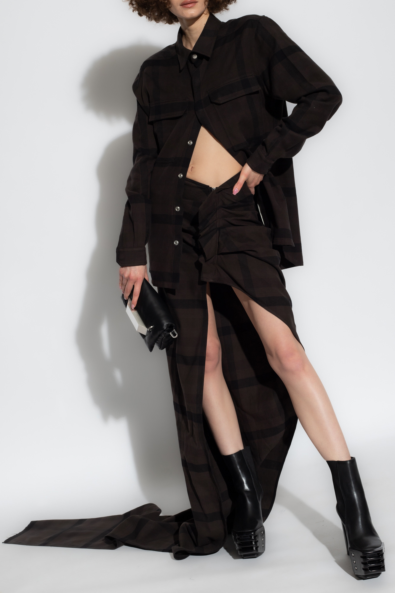 SchaferandweinerShops GB - Brown 'Outershirt' checked shirt